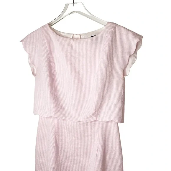 Lauren James Seersucker Pink White Open Back Dress Size Small - Picture 3 of 8